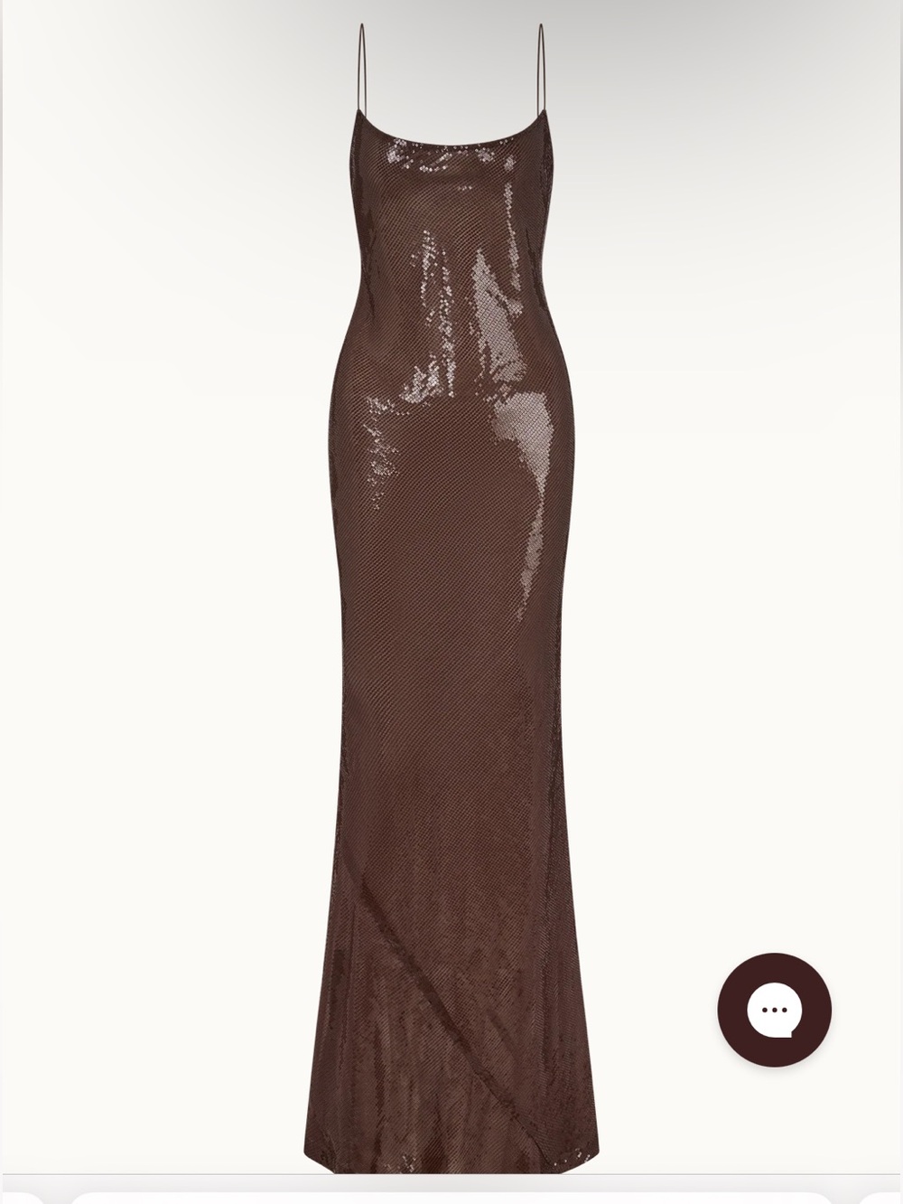 Brown Sequin Slip Maxi Dress with Spaghetti Straps
